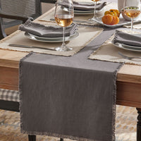 Solid Fringe Table Runner - Stone, 16 in. x 108 in.,Stone
