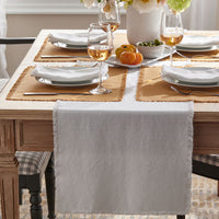 Solid Fringe Table Runner - White, 16 in. x 108 in.,White