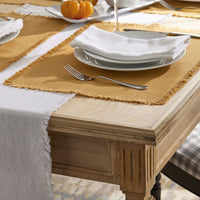Solid Fringe Placemats, Set of 4 - Amber,Amber