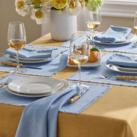 Solid Fringe Placemats, Set of 4 - Pale Blue,Pale Blue
