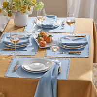 Solid Fringe Placemats, Set of 4 - Pale Blue,Pale Blue
