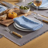 Solid Fringe Napkins, Set of 4 - Pale Blue,Pale Blue