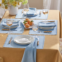 Solid Fringe Napkins, Set of 4 - Pale Blue,Pale Blue