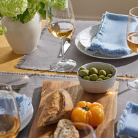 Solid Fringe Napkins, Set of 4 - Pale Blue,Pale Blue