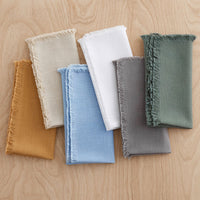 Solid Fringe Napkins, Set of 4 - White,White