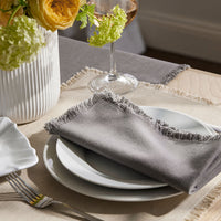 Solid Fringe Napkins, Set of 4 - Stone,Stone