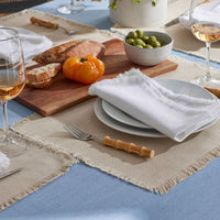 Solid Fringe Napkins, Set of 4 - White,White