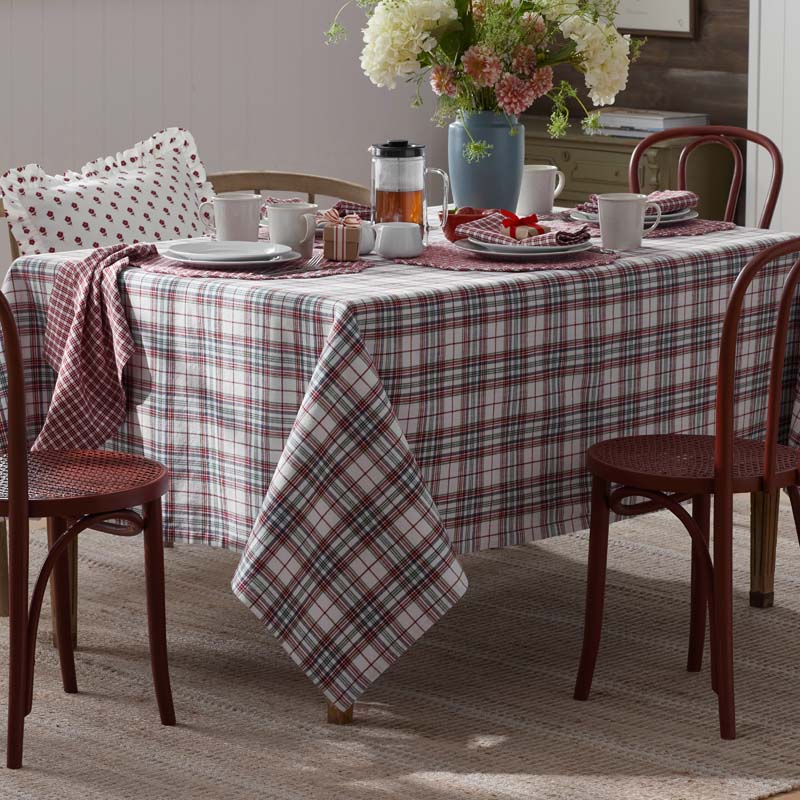 Classic Plaids Yarn-Dyed Tablecloth - Red Multi, 70 in. x 120 in.,Clara Plaid