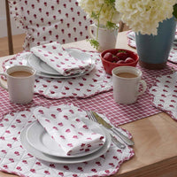 Flowers & Plaid Yarn-Dyed Reversible Table Runner - Red Multi, 16 in. x 108 in.,Katherine Plaid