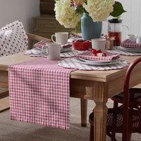 Flowers & Plaid Yarn-Dyed Reversible Table Runner - Red Multi, 16 in. x 108 in.,Katherine Plaid