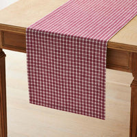 Flowers & Plaid Yarn-Dyed Reversible Table Runner - Red Multi, 16 in. x 108 in.,Katherine Plaid