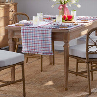 Flowers & Plaid Yarn-Dyed Reversible Table Runner - Graph Plaid Red, 16 in. x 90 in.,Graph Plaid Red