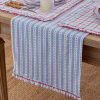 Flowers & Plaid Yarn-Dyed Reversible Table Runner - Graph Plaid Red, 16 in. x 90 in.,Graph Plaid Red