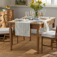 Flowers & Plaid Yarn-Dyed Reversible Table Runner - Graph Plaid Yellow, 16 in. x 90 in.,Graph Plaid Yellow
