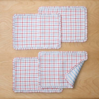 Flowers & Plaid Yarn-Dyed Reversible Placemats, Set of 4  - Graph Plaid Red,Graph Plaid Red