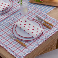 Flowers & Plaid Yarn-Dyed Reversible Placemats, Set of 4  - Graph Plaid Red,Graph Plaid Red