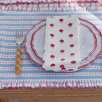 Flowers & Plaid Yarn-Dyed Reversible Placemats, Set of 4  - Graph Plaid Red,Graph Plaid Red