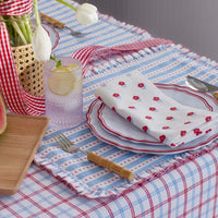 Flowers & Plaid Yarn-Dyed Reversible Placemats, Set of 4  - Graph Plaid Red,Graph Plaid Red