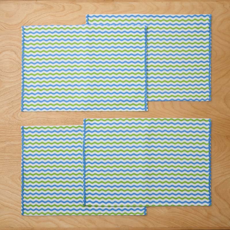 Arienna Wave Placemats, Set of 4 - Green Multi,Green Multi