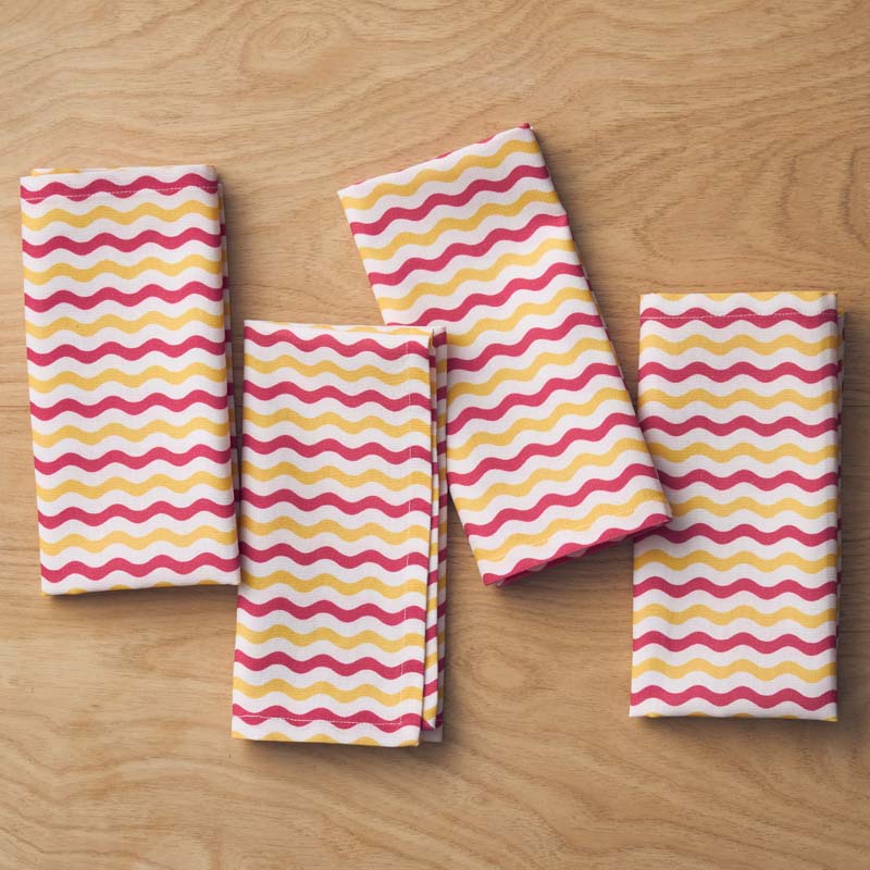 Arienna Wave Napkins, Set of 4 - Pink Multi,Pink Multi
