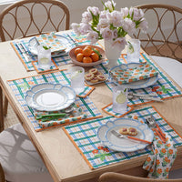 Floral Plaid Reversible Placemats, Set of 4 - Green,Green