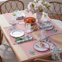 Floral Plaid Reversible Placemats, Set of 4 - Red,Red