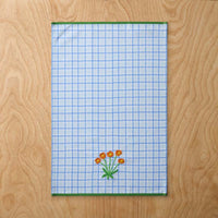 Floral Plaid Kitchen Towel Sets - Blue, Set of 2,Blue, Set of 2