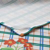 Floral Plaid Kitchen Towel Sets - Green, Set of 2,Green, Set of 2