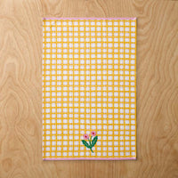 Floral Plaid Kitchen Towel Sets - Yellow, Set of 2,Yellow, Set of 2