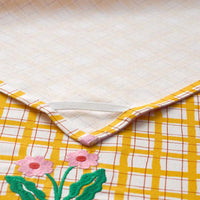 Floral Plaid Kitchen Towel Sets - Yellow, Set of 2,Yellow, Set of 2