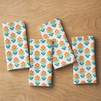 Floral Plaid Napkins, Set of 4 - Green,Green