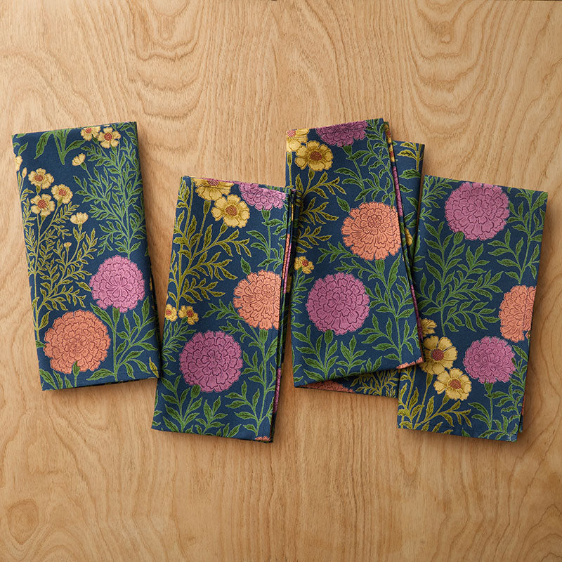 Sabena Napkins, Set of 4 - Navy Floral Multi,Navy Floral Multi