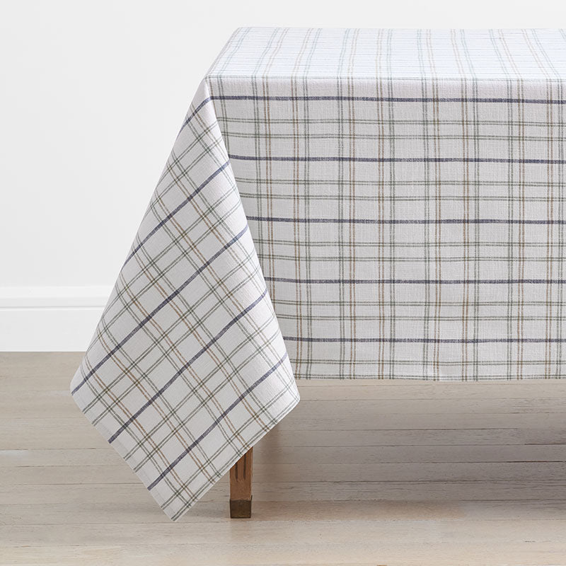 Alerie Yarn-Dyed Plaid Tablecloth - Parchment, 70 in. x 90 in.,Parchment