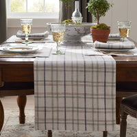 Alerie Yarn-Dyed Plaid Table Runner - Parchment, 16 in. x 90 in.,Parchment