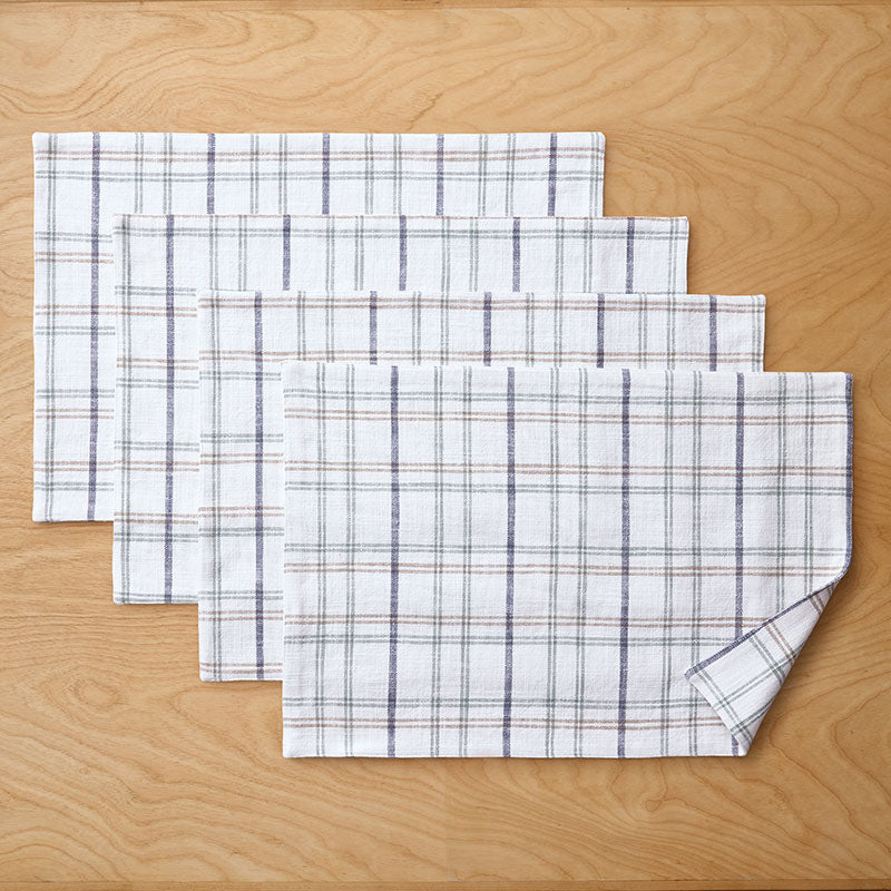 Alerie Yarn-Dyed Plaid Placemats, Set of 4 - Parchment,Parchment
