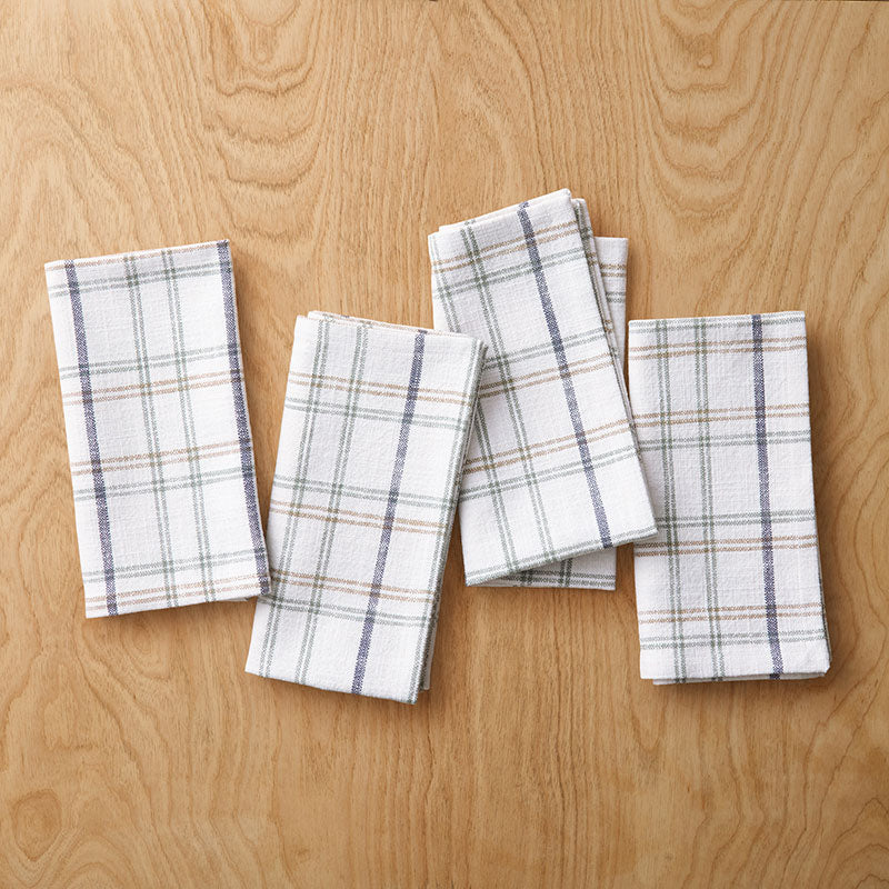 Alerie Yarn-Dyed Plaid Napkins, Set of 4 - Parchment,Parchment