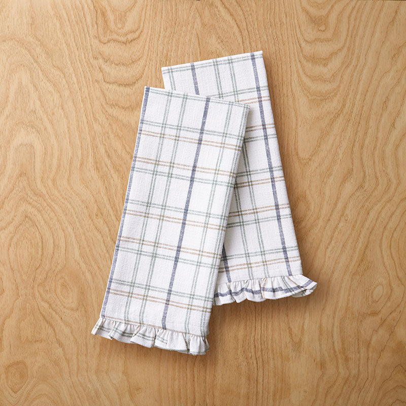 Alerie Yarn-Dyed Plaid Tea Towels, Set of 2 - Parchment,Parchment