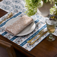 Flower Bloom Reversible Placemats, Set of 4 - Flower Stripe Blooming Floret,Flower Stripe/Blooming Floret