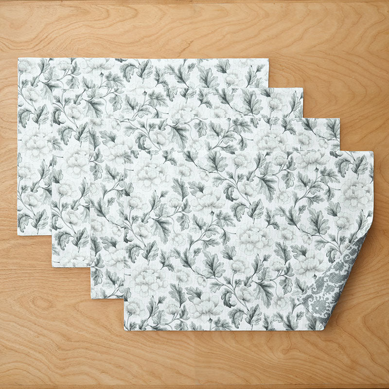 Charming Flower Reversible Placemats, Set of 4 - Elegant Floral Delightful Flower,Elegant Floral/Delightful Flower
