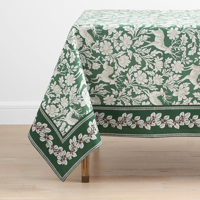 Deer Walk Tablecloth - Green Multi, 70 in. x 90 in.,Green Multi