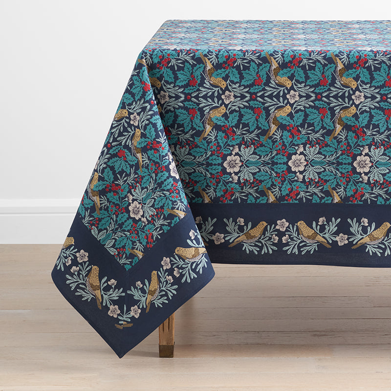 Bird Garden Tablecloth - Navy Multi, 70 in. x 90 in.,Navy Multi
