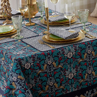 Bird Garden Tablecloth - Navy Multi, 70 in. x 90 in.,Navy Multi