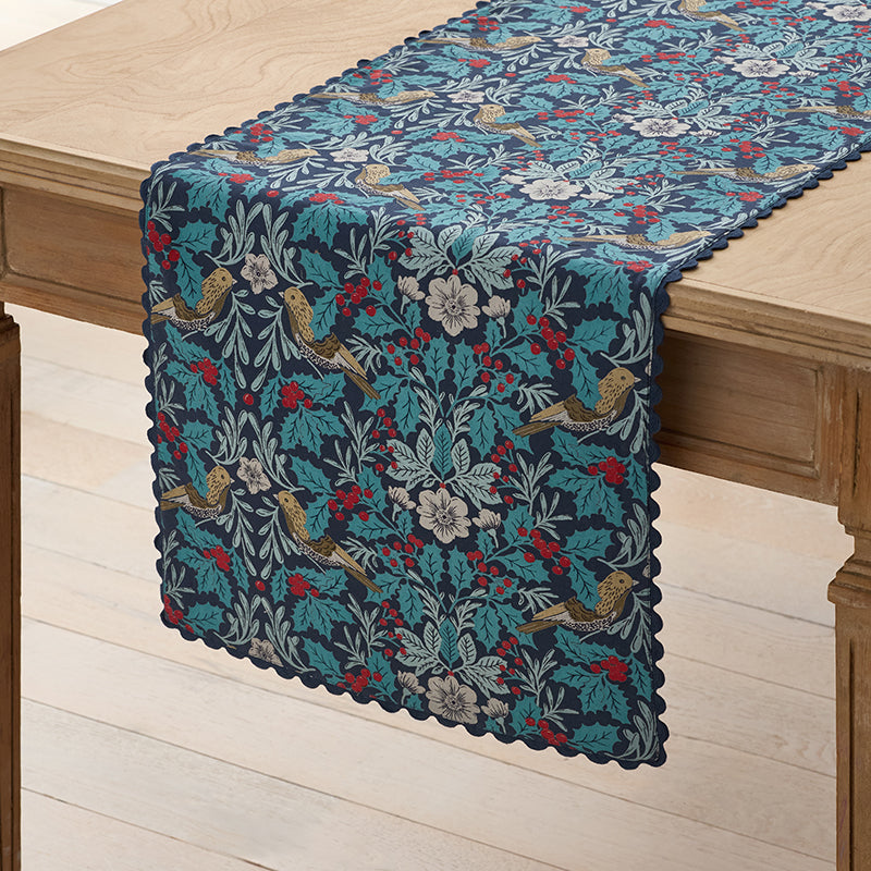 Bird Garden Reversible Table Runner - Navy Multi, 16 in. x 90 in.,Navy Multi