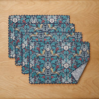 Bird Garden Reversible Placemats, Set of 4 - Navy Multi,Navy Multi