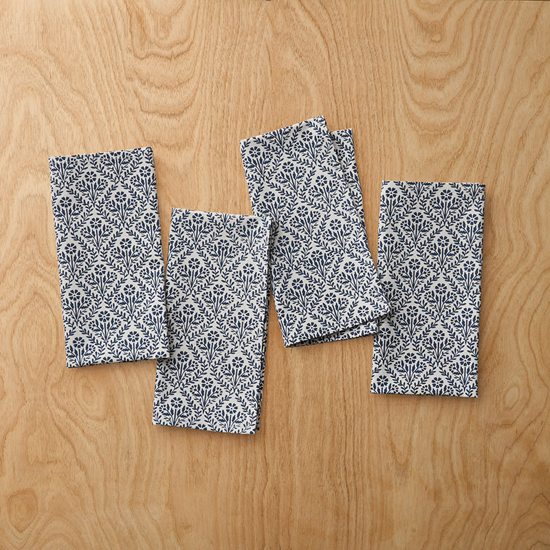 Bird Garden Napkins, Set of 4 - Navy Multi,Navy Multi