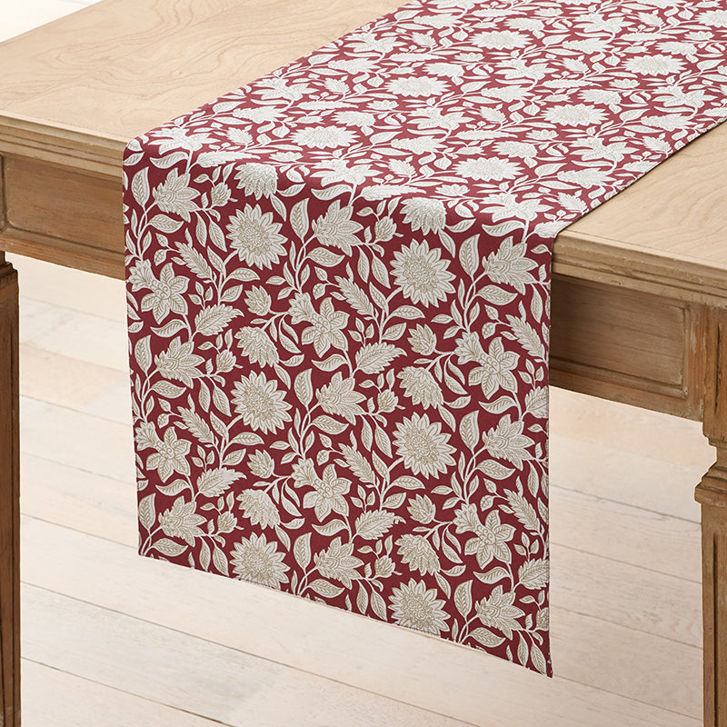Floral Garden Reversible Table Runner - Red Multi, 16 in. x 90 in.,Red Multi