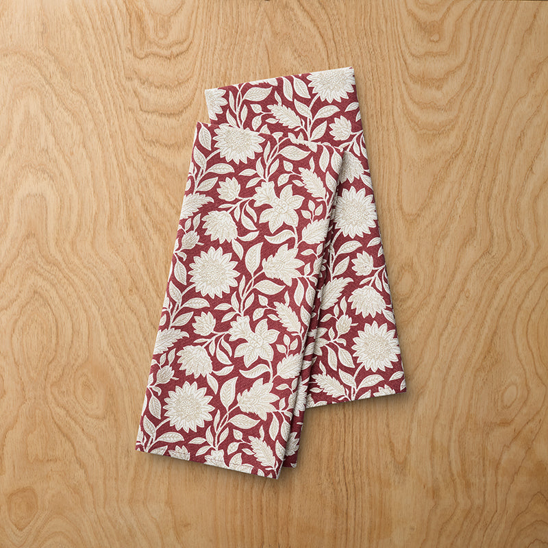 Floral Garden Tea Towels, Set of 2 - Red Multi,Red Multi