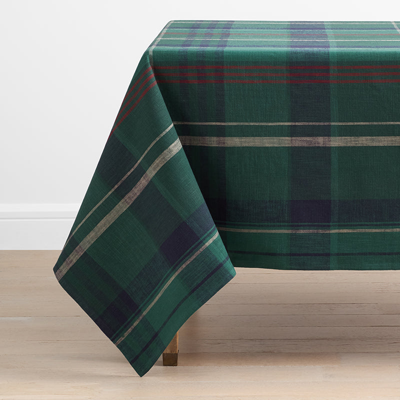 Henrietta Large Plaid Tablecloth - Green Multi, 70 in. x 90 in.,Green Multi