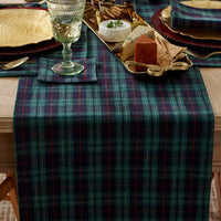 Henrietta Mini Plaid Table Runner - Green Multi, 16 in. x 90 in.,Green Multi