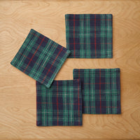 Henrietta Mini Plaid Cocktail Napkins, Set of 4 - Green Multi,Green Multi